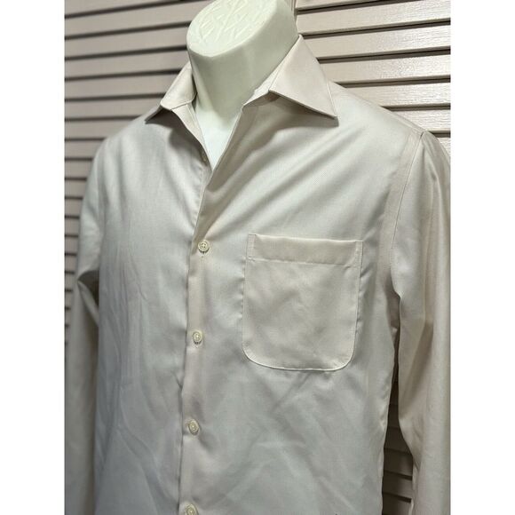Pronto Uomo Slim Fit Long Sleeve Button Down Shirt Beige Non Iron 14.5" 32-33 - Picture 2 of 7